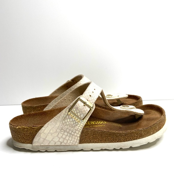 Birkenstock Iridescent White Snake-Print Thong Sandals - Picture 2 of 16